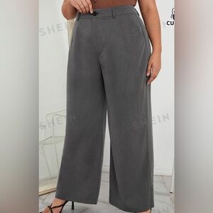 SHEIN Privé Plus Slant Pocket Wide Leg Pants